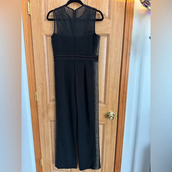 NWT Bardot Black Mesh and Crochet Detail Jumpsuit